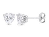 1.80 Carat (ctw) Lab-Created White Sapphire Heart Solitaire Earrings in Sterling Silver (8mm)